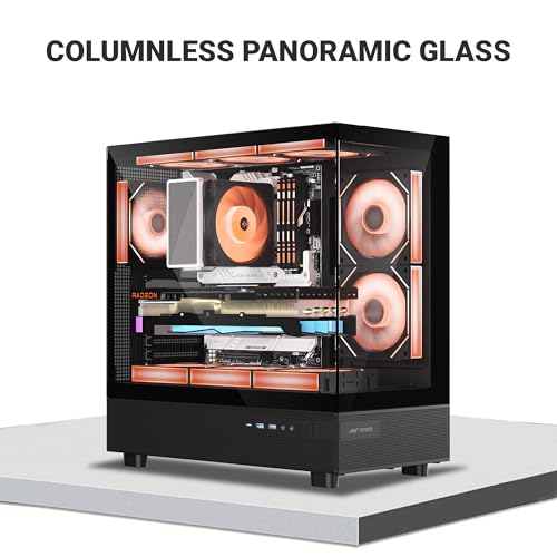 Image of Ant Esports Crystal X6 ATX Mid-Tower Computer Case /Gaming Cabinet with Type-C - Black | Support ATX, Micro-ATX, Mini-ITX | Pre-Installed 6 ARGB Infinity Mirror Fans | Dual Front Panel (Mesh /Glass)