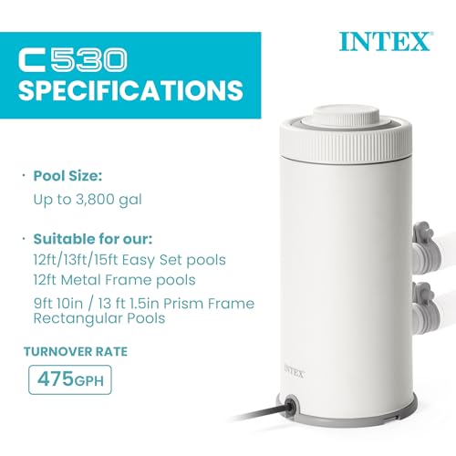 Image of INTEX Krystal Clear 530 GPH Cartridge Filter Pump for Above Ground Pools