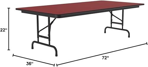 Miniatura 286 de Correll - Mesa plegable de altura ajustable y resistente, parte superior laminada de alta presión, fabricada en Estados Unidos, delantal de acero