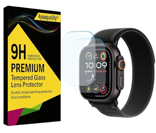 Image of 4youquality Military-Grade Gorilla Tempered Glass for Apple Watch Ultra 3 / Ultra 2 / Ultra 1 (49mm) | 9H Hardness | Full Screen Coverage | Scratch Resistant | HD Clear | Pack of 2