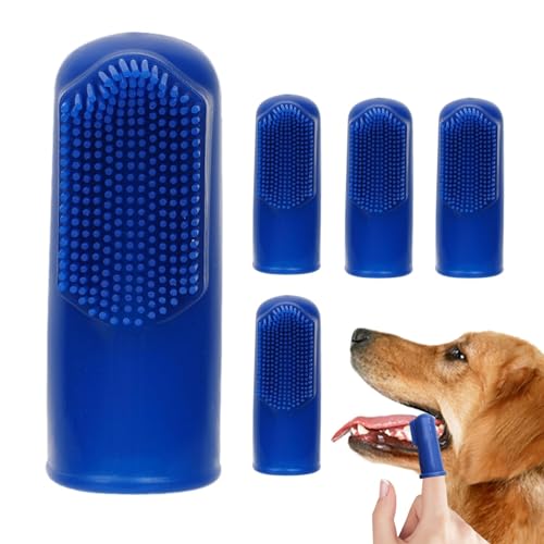 犬用指歯ブラシ、猫用歯ブラシ5本、プロフェッショナル猫&犬用指歯ブラシ、 犬と猫用 のクイック歯 洗浄ツール歯ブラシ シ 大型犬の指の歯ブラシと歯磨き粉