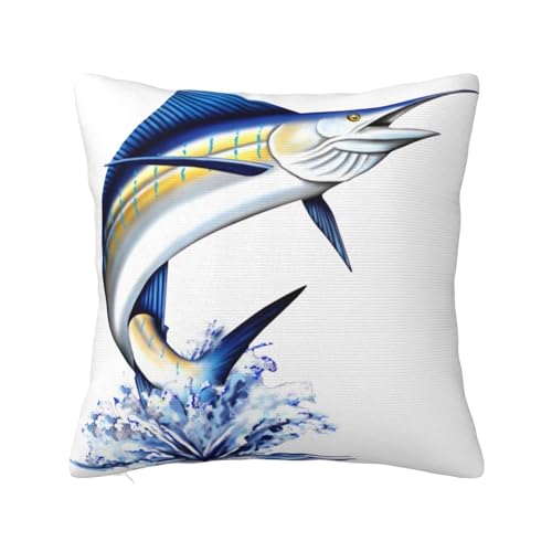 ZEYARUIBO Marlin Fish Soft and Comfortable Double-Sided Plush Pillowcase, Home Pillowcase 12