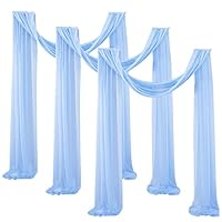Tessuto Chiffon Per Decorazioni Nuziali - Drappeggio Per Archi Matrimonio, Feste E Compleanni 75x300cm Azzurro - Foto 7