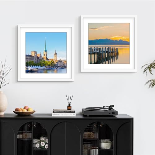 Picrit 20x20 Picture Frame 3 Pack, White Poster Frame, Display Poster 16 x 16 with Mat or 20 x 20 without Mat for Horizontal or Vertical Wall Mounting