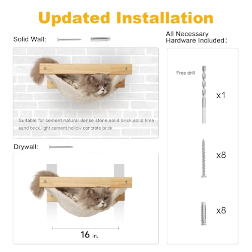 Image of Wall Mounted Cat Scratching Post for Indoor Cats | Kitten Wall Shelves Climbing Furniture| Sisal Rope Cat Claw Scratcher Tree (Cat Swing)