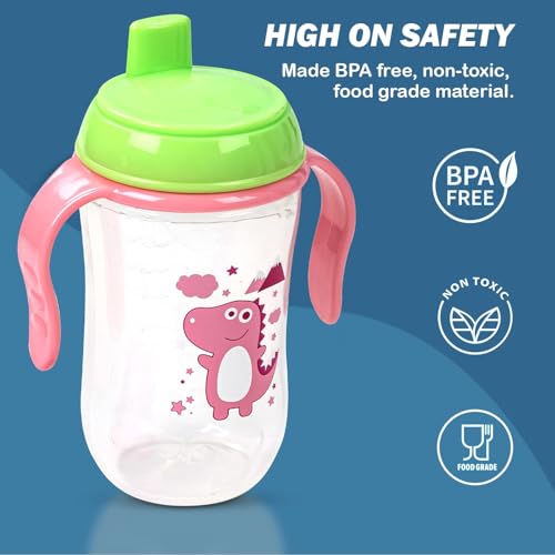Image of BAYBEE 300ML Baby Sipper Cup for Kids -BPA-Free, Leakproof, Spill-Proof Feeding Bottle with Soft Silicone Handle|Toddler Sippy Cup, Training Bottle for Babies, Infants, Boys & Girls (Pink,6M-3Y)