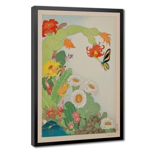 Toile Paul Jacoulet cactus grand cadre suspendu pour habiller un mur vide