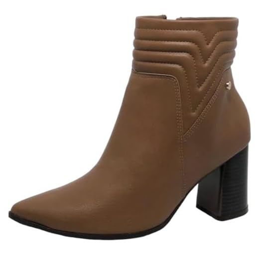 Bota Feminina Ankle Boot Salto Bloco Cano Baixo Ramarim