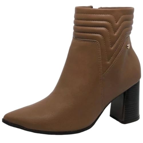 Bota Feminina Ankle Boot Salto Bloco Cano Baixo Ramarim