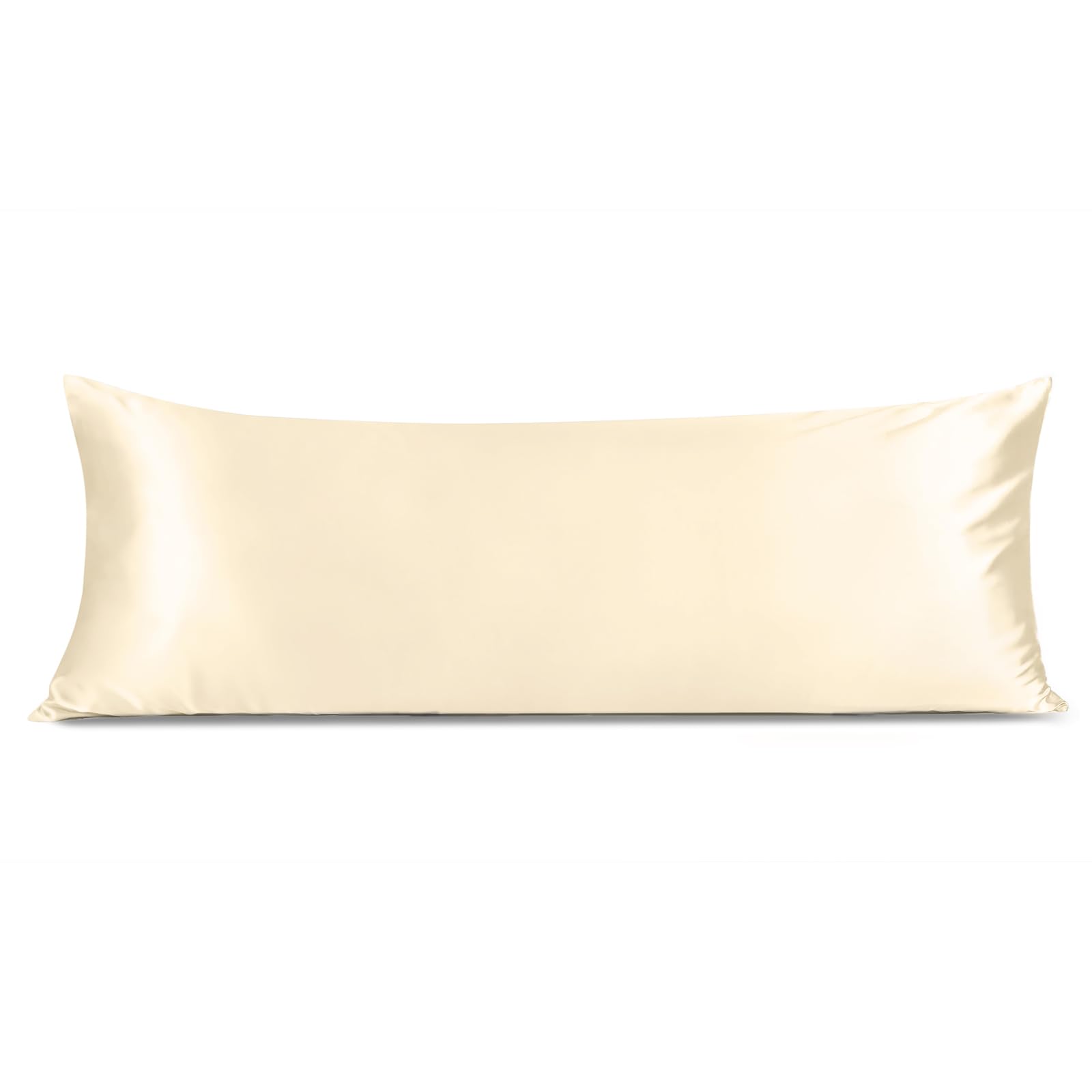 Infiixso Federa Per Cuscino Per Il Corpo Con Cerniera, Lussuosa Federa Per Cuscino In Seta Di Gelso, 50 X 137 Cm, Ultra Liscia E Morbida, Rinfrescante, Lunga, Regalo Per Donne E Uomini (Avorio)-image
