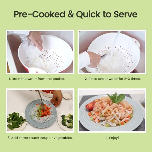 Image of Hethstia Konjac Noodles, 10 Packs Shirataki Noodle Fettuccine Shape Pasta | Keto, Vegan, Gluten Free, Low Carb, Sugar-Free, Low-Calorie for Healthy Diets, Ready-to-Eat