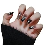 SensaBliss ネイルチップ ロング 黒 24