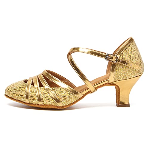 Chaussures de danse latine or pailleté HROYL pour briller en soirée de salsa et bachata