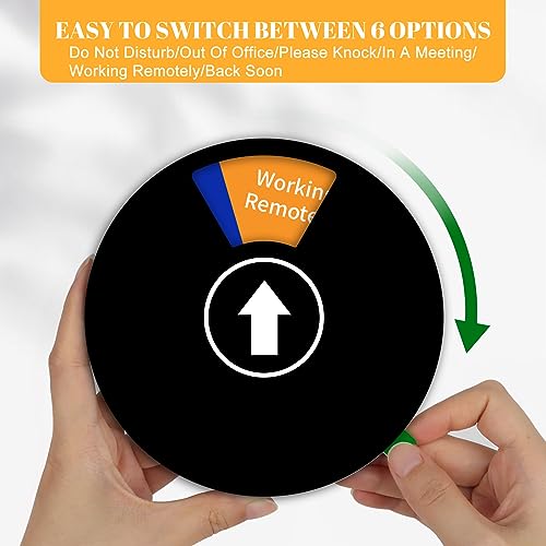Image of Office Door Sign- Do Not Disturb /Out of Office /Please Knock /In a Meeting /Working Remotely /Back Soon, Rotating Privacy Door Sign Conference, 6 Inch, Black