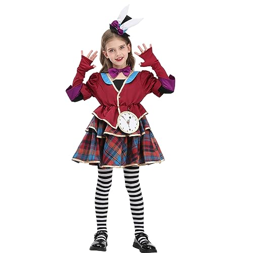 Nuoqi Mad Hatter Costume Girls Mad Hatter Costume Dress Halloween Costumes S