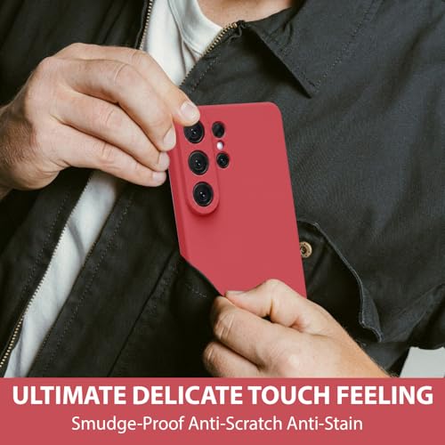 Image of LIRAMARK Liquid Silicone Soft Back Cover Case for Samsung Galaxy S26 Ultra 5G| Soft Micro-Fibre Lining Inside | Camera Protection Bump (Red)