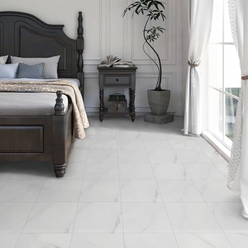 Floor Tiles Self Adhesive, Vinyl Flooring Peel and Stick Floor Tiles Waterproof for Kitchen Living Room and Bathroom DIY Flooring 30x30cm 24pcs(2.16㎡)