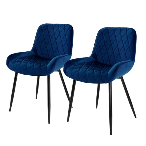 ML-Design Lot de 2 Chaises Salle à Manger avec Dossier et Accoudoirs, Bleu Foncé, Siège en...