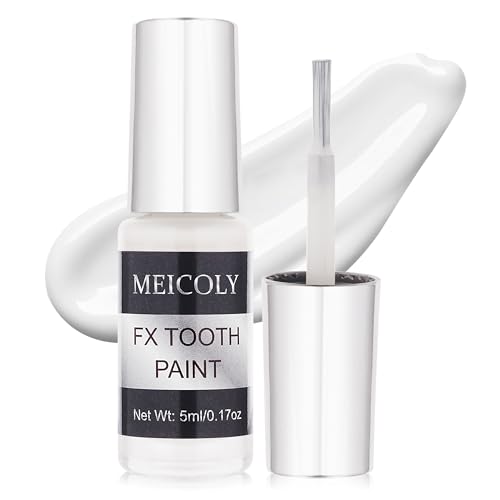 MEICOLY Cosmetic Tooth Paint White Teeth Makeup Professional Teeth Covering Temporary Teeth Paint for Cosplay Stage Performance SFX Makeup Dry Fast Safe for Mouth Long Lasting