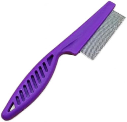 5 Pcs Pet Comb Fine-Tooth Stainless Steel Flea Removal 14 Cm Purple For Cats & Dogs