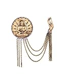 Cosanostraa handgefertigte Broschen/Broschen-Maße: 100 x 100 mm, Broschen-Gewicht: 44,35 g, exquisit gearbeitete Vintage-Buddha-inspirierte Messing-Brosche mit baumelnden Ketten ist ein ultimatives Accessoire für Ihre Garderobe. Stylen Sie es mit einer Bandhgala- oder Nehru-Jacken bei der Hochzeit oder bei Freizeitausflügen, um einen größeren Look zu erhalten.