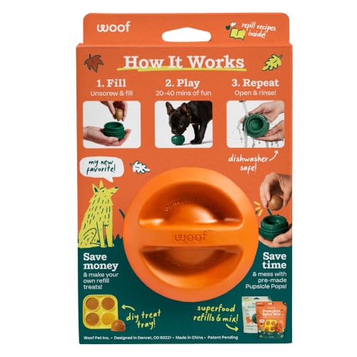 Image of WOOF Pupsicle Interactive Dog Ball Toy for Dogs Large 25-75 lbs - Orange