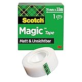 Scotch Magic Klebeband – 1 Roll 19mm x 33m - Transparenter & matter Klebefilm für den alltäglichen Gebrauch