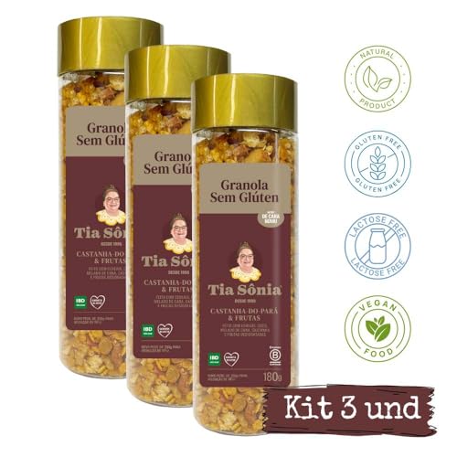 Tia Sônia, Kit 3 Granola Sem Glúten Castanha Fruta 180g cada Tia Sônia