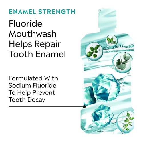 Listerine Clinical Solutions Enamel Strength Mint Oral Rinse, Daily Anticavity Fluoride Mouthwash to Repair Tooth Enamel & Prevent Cavities for Stronger* Teeth, Alpine Mint, 1 L