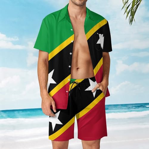 Zakqeik Flag of Palestine Summer Button Down Shirts Set for Men Short Sleeve Beach Shorts Suits 2-Piece Outfit Set2