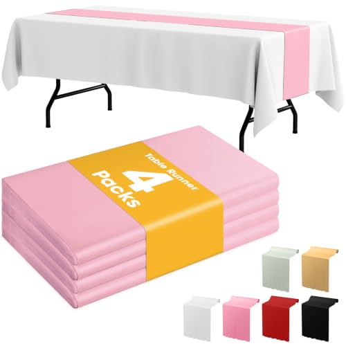 Image of Niuara Pink Plastic Table Runner Party Decorations, Disposable, 4 Pack