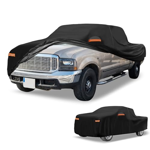 Partuto Copertura Auto Universale Impermeabile Tutte Condizioni Esterno Anti-UV Protezione Solare Antipioggia Copertura Esterna Completa 210D-PU Nera per Camion Lunghezza 243 a 250