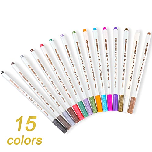 Dyvicl Metallic Marker Pens - 15 Colors Hard Fine Tip Metallic Markers For Black Paper, Adult Coloring, Card Making, Rock Painting, Scrapbooking Crafts, Diy Photo Album #TOP1