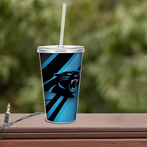 Image of Rico Industries NFL Football 16oz Clear Tumbler W /Straw for NFL Fans