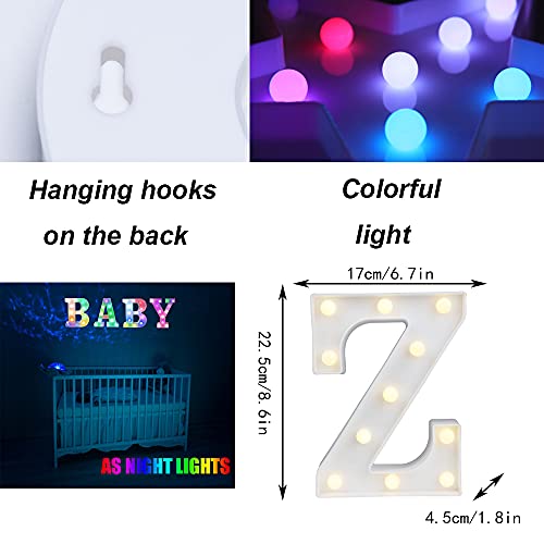 Image of LED Marquee Letter Lights, 18 Colors Changing Light Up Letters with Remote, RGB Alphabet Letters Sign for Girls Boys Gift Birthday Party Night Light Bedroom Wedding Christmas Decor-Colorful Z