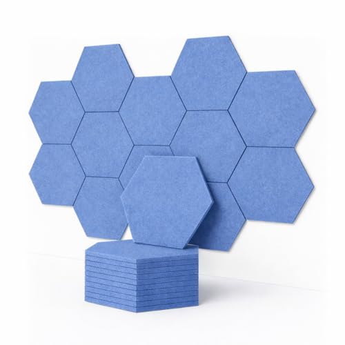 Image of MMT Acoustix HexaFelt Bevelled Acoustic Panels, Luxury Sound Absorbing Felt Wall Panels for Home, Office & Studios | VOC Free, 30x30 cm, | Pack of 7 | Carolina Colour