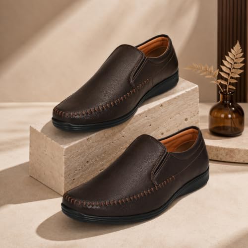 Image of Centrino Men's Formal Shoes | Handmade Stitch Formal Slip-On Shoes | Versatile Comfort and Quality | Perfect for Casual and Formal Wear | Premium Craftsmanship, Simple Yet Elegant Design (8620)