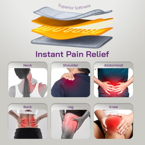 Image of SELLASTIC Electric Heating Pad for Back Pain + Period Cramp Relief | Full Large Size | 4 Timer, 9 Heat Mode | Lower Back, Neckpain, Shoulder, Abdomen, Waist, Thigh | Gifts for Women, Men