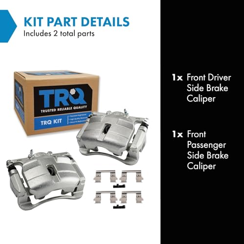 Image of TRQ Front Driver and Passenger Side Brake Caliper Set Caliper Brackets Hardware Compatible with 2008-2013 Nissan Rogue 2014-2015 Nissan Rogue Select