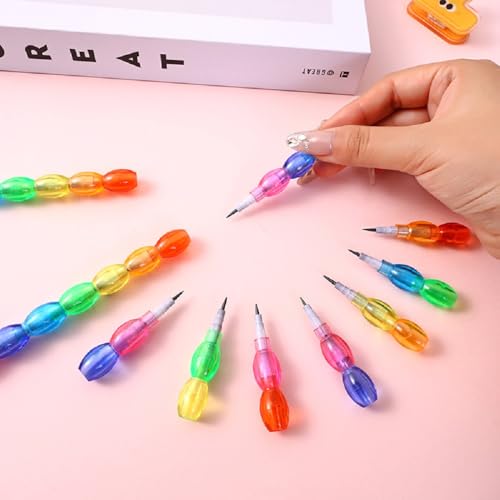 Acfun 12 lápices apilables de plástico coloridos miniatura 3