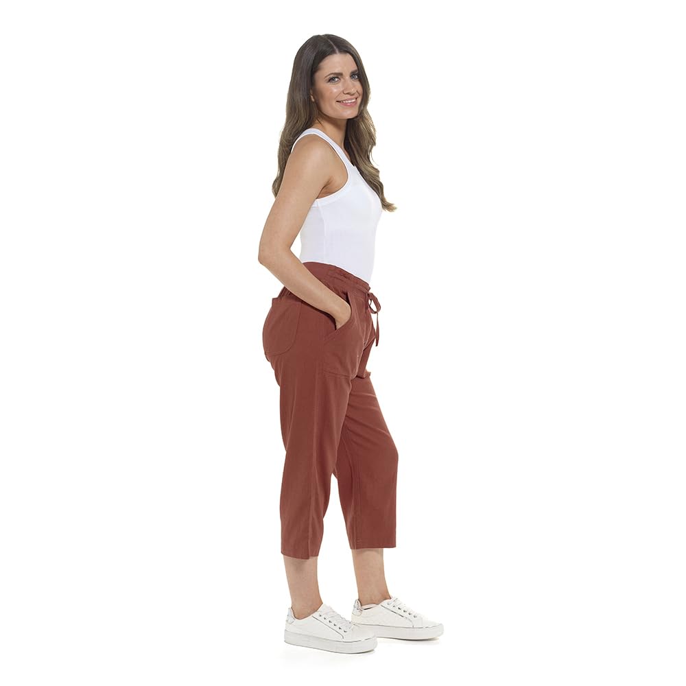 Undercover Ladies Linen 3/4 Trousers LN584A Rust 14