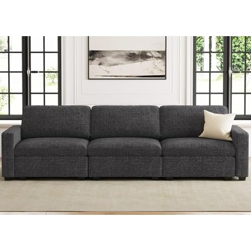 Belffin Modular Sectional Sofa with Storage Convertible Sectional Sofa Chenille Cloud Modular Couch for Livng Room 3 Seats Dark Grey 3 seat Basic Sofa