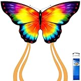 Simxkai Butterfly Kite Easy to Fly for Kids, Adults, Beginners, Single line (red)