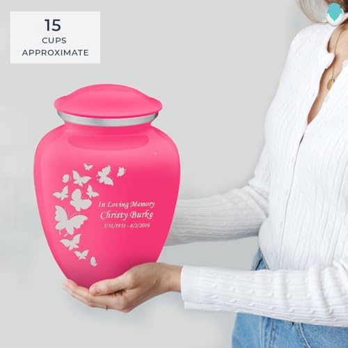 Image of Geturns - Adult Personalized Butterfly Cremation Urns for Human Ashes I Large Bright Pink Funeral Urn for Men and Women I 200 lbs