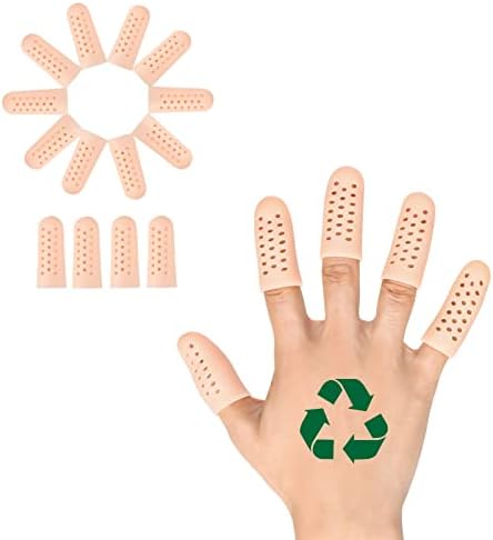 Gel Finger Cots (Breathable, Latex Free), Finger Protectors with Hole(14PCS), Silicone Finger Gloves, Finger Covers for Hand Eczema, Trigger Finger, Finger Cracking, Finger Arthritis, Reusable.