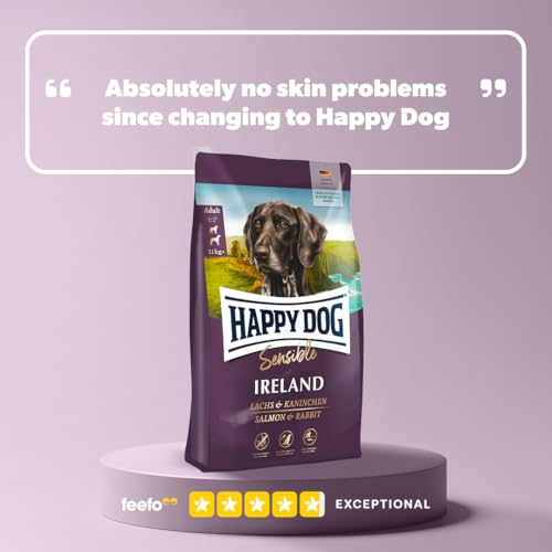 Happy Dog 03535 - Sensible Ireland Lachs und Kaninchen - Trockenfutter für ausgewachsene Hunde - 1 kg Inhalt