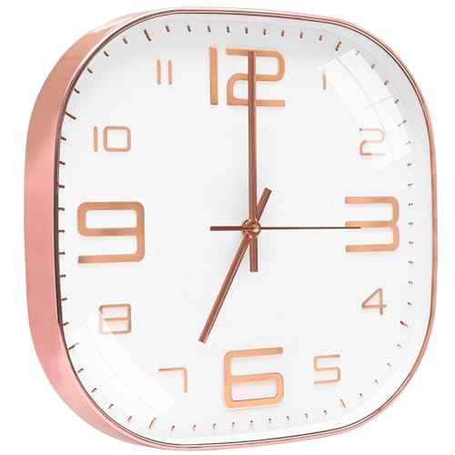 Image of TEKCOOL Plastic Analogue Wall Clock 12 inch Silent Quartz Decorative Wall Clock Non-Ticking Classic Clock Battery Operated Round Easy to Read for Room /Home /Kitchen /Bedroom /Office /School.Rose White