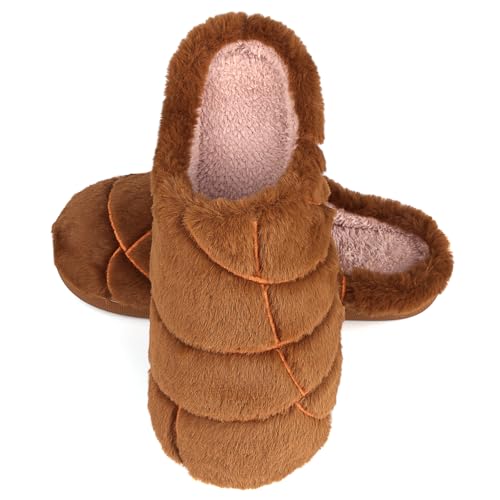 Onngaku Concha Pantuflas Slippers for Women Men Concha House Slippers Mexican Bread Slippers Brown Women Size10-10.5 Man Size9-10