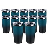 TDYDDYU 12 pack 20 OZ Double Wall Stainless Steel Vacuum Insulated Tumbler Coffee Travel Mug With Lid, Durable Powder Coated Insulated Coffee Cup for Cold & Hot Drinks (OmbreIndigo, 12pack)