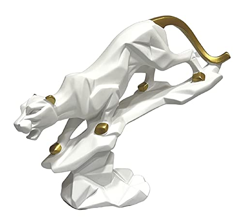 Image of AUGEN Polyresin Jaguar White Idol Statue Showpiece for Home Decor Decoration and Gifting (1 Piece, 9819A)